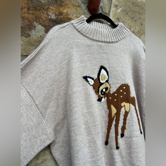 Disney Bambi Oversized Fall Crewneck Chunky Knit Pullover Slouchy Sweater 2X - Picture 3 of 8